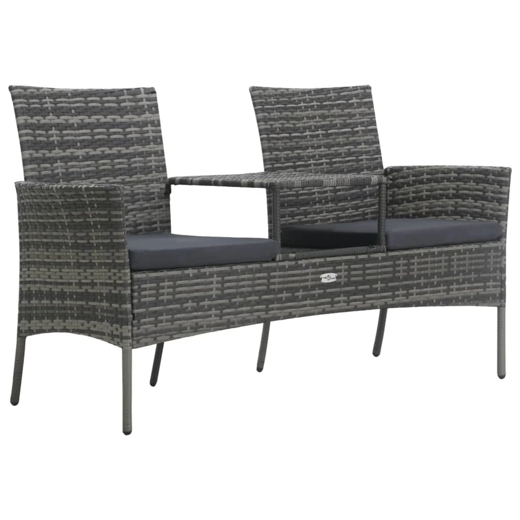 2-Seater Poly Rattan Patio Sofa with Tea Table O52340