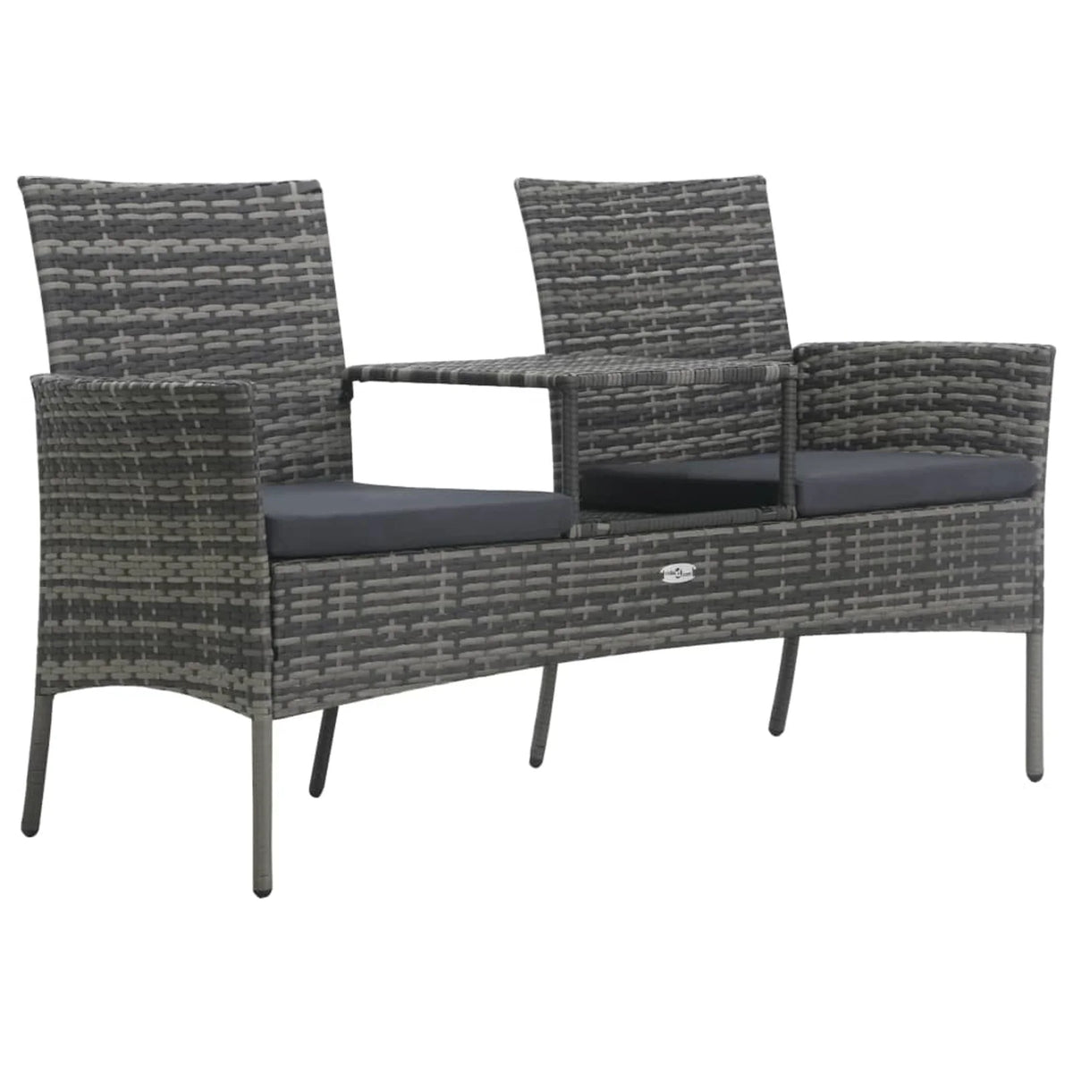 2-Seater Poly Rattan Patio Sofa with Tea Table O52340