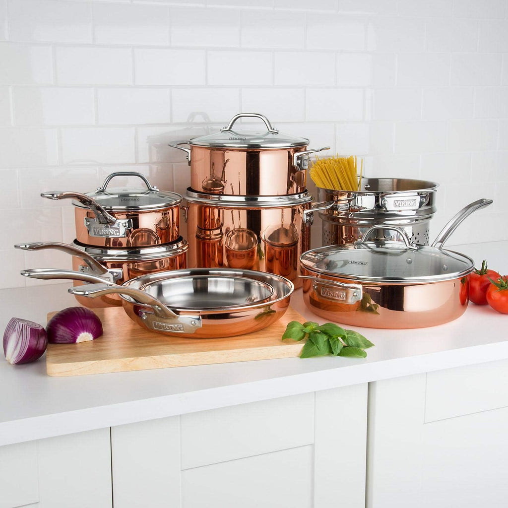 13-Piece Tri-Ply Copper Cookware Set Y711
