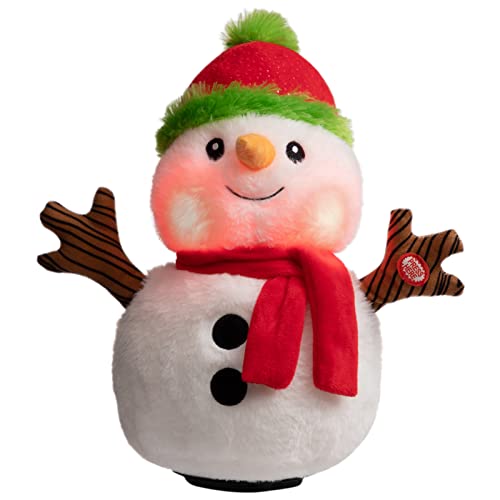 13 inch Animated Christmas Snowman Plush with LED Lights A93387