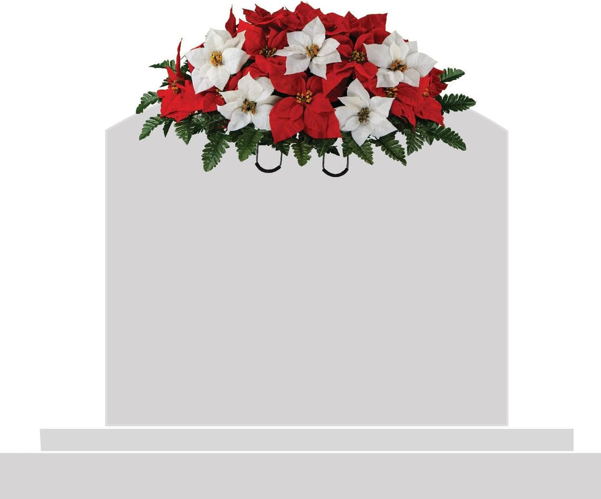 Red and White Artificial Poinsettias Saddle J2399