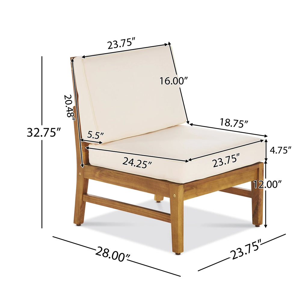 Teak and Cream Acacia Wood 6 Seater Sofa and Club Chair Set D417