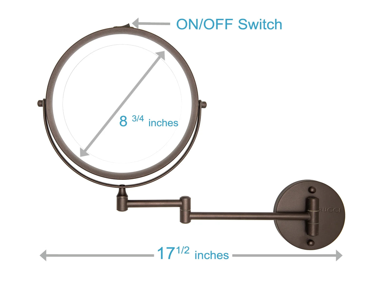 8.75" LED Lighted Wall Mount Mirror with 10x/1x Magnification Q10681
