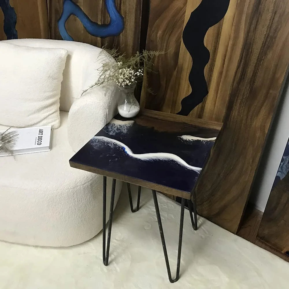 Natural Edge Wood Resin River Coffee Table Hairpin Legs C507