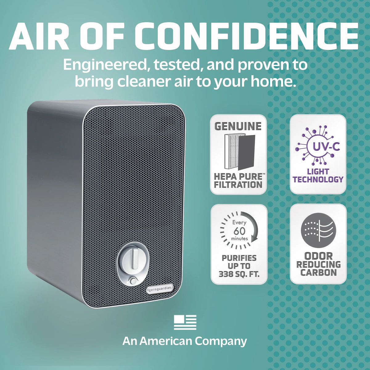 Air Purifier with HEPA Filter, UV-C, 338 Sq. ft. I23793