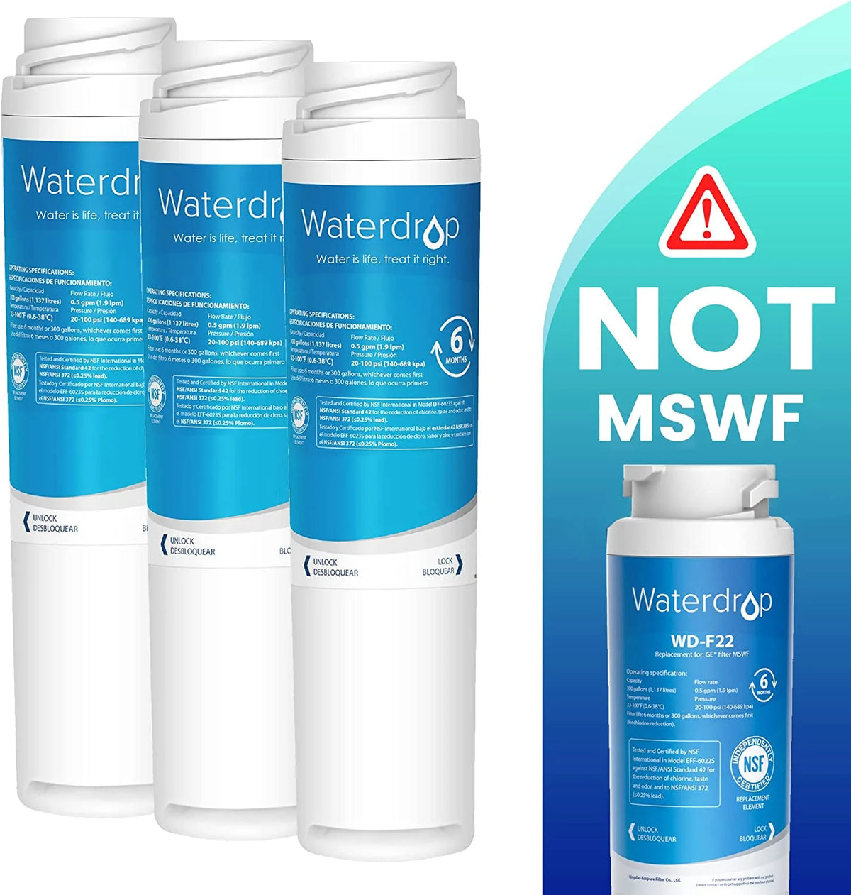 Refrigerator Water Filter, Pack of 3 U649