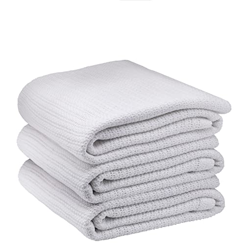 White Twin Size 100% Cotton Thermal Blanket Y872