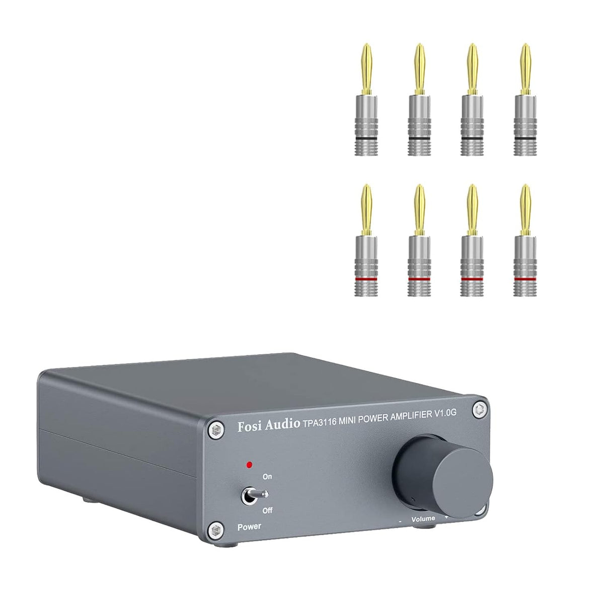 100W Power Amplifier with 8 Banana Plugs Mini Stereo 2 Channel Class D Digital Amp with Power Adapter B8367