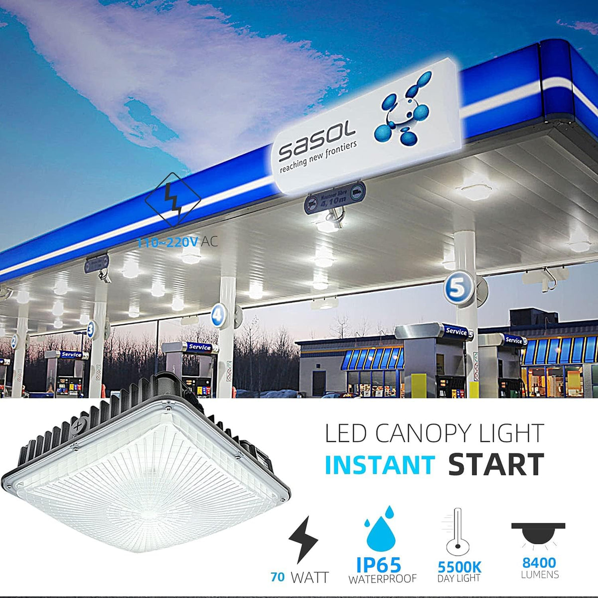 70W LED Canopy Lights 2 Pack E410
