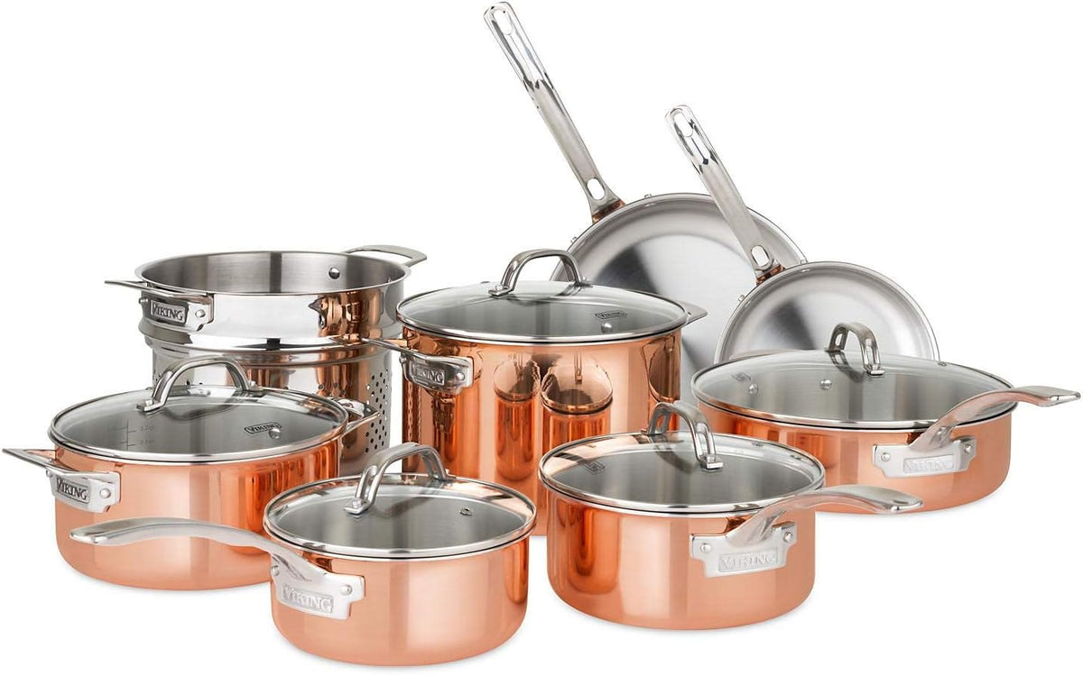 13-Piece Tri-Ply Copper Cookware Set Y711
