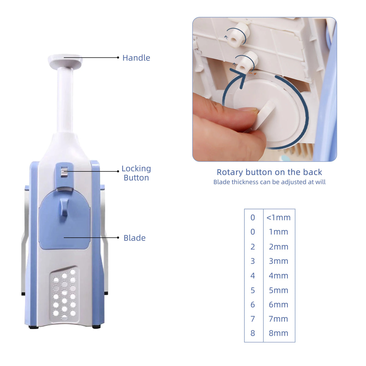 Blue Adjustable Blade Mandoline Vegetable Slicer M2110