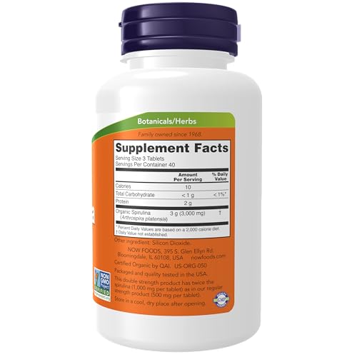 Organic Spirulina 1000mg Tablets - 300 Count - Non-GMO Supplement J1685