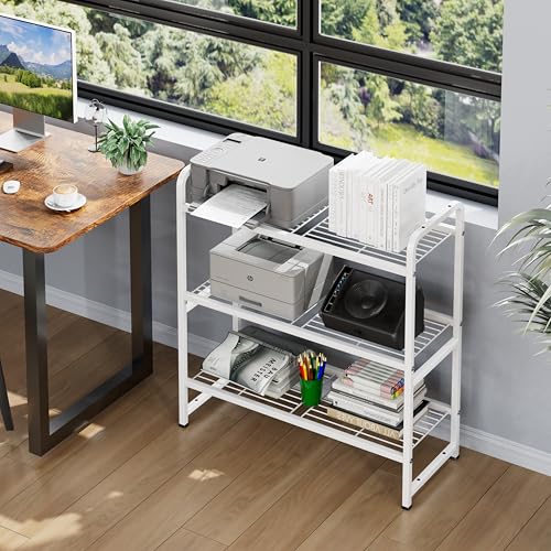 Black 30.75 Inch Heavy Duty Metal Wire 3 Tier Shelving Unit N481