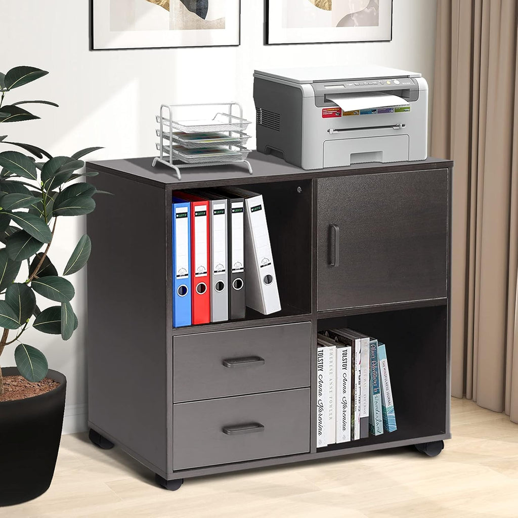 2 Drawer Rolling File Cabinet with Shelves C872