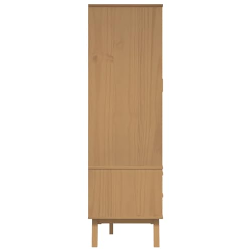 Solid Wood Wardrobe Armoire Closet with 2 Drawers, Gray and Brown 30.1"x20.9"x67.7" R583340