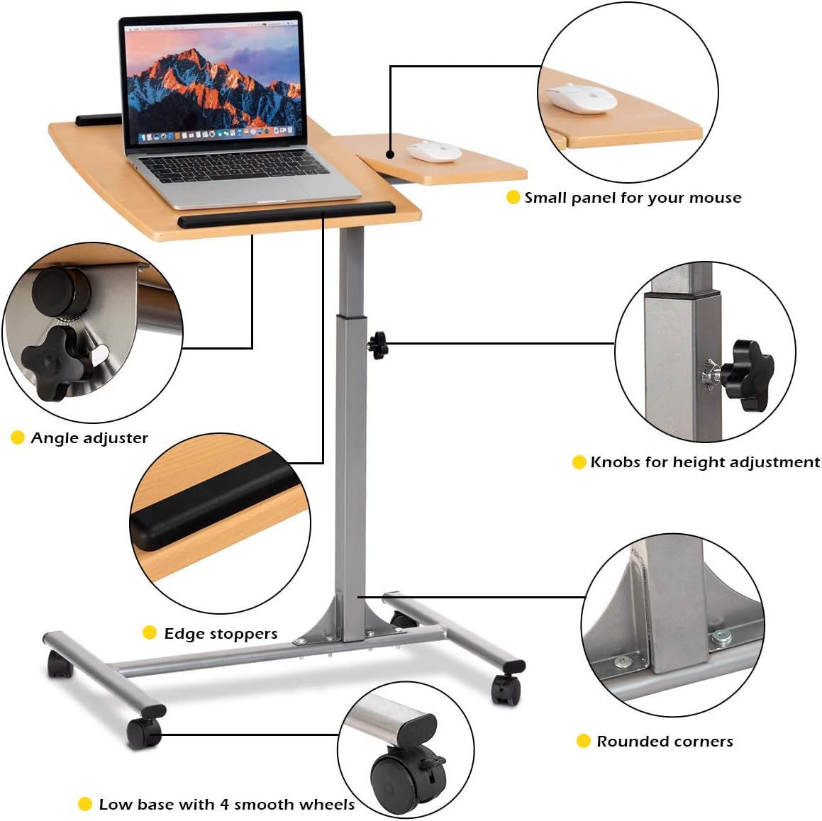 Rolling Laptop Desk Cart Y2630