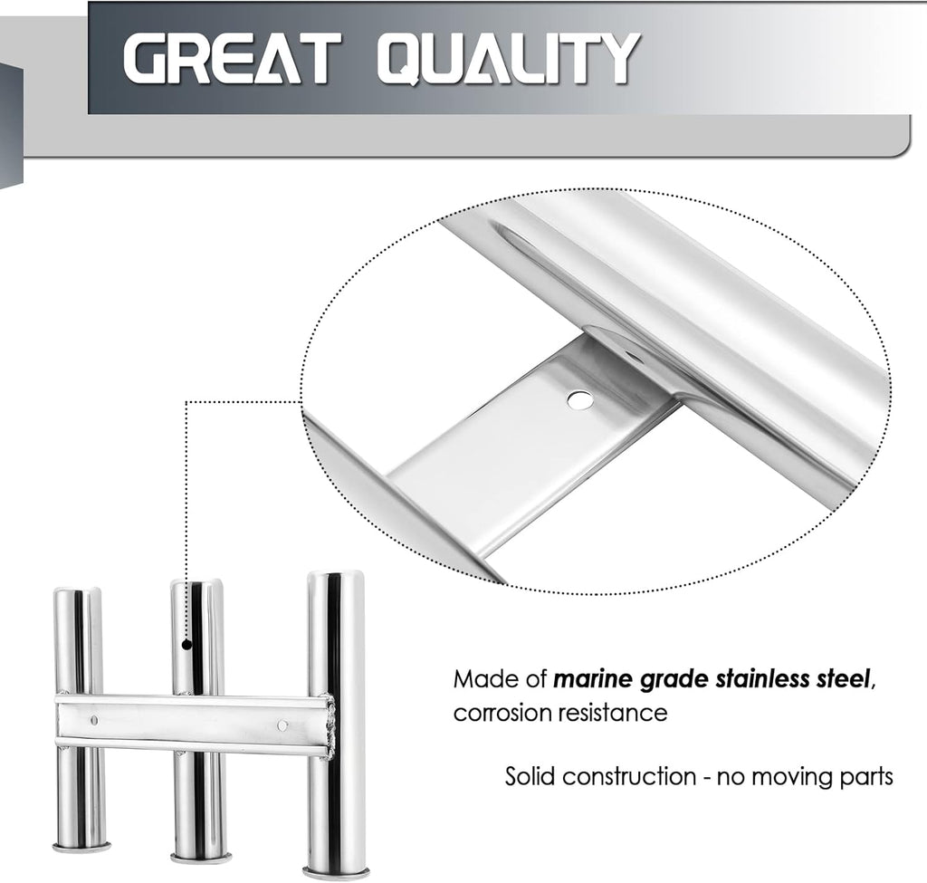 Wall-Mounted 316 Stainless Steel Rod Holder Pack of 2 Q784884