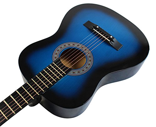 Black Beginner Acoustic Guitar Starter Package with Gig Bag, Strap, Picks, Pickguards, Pick Holder, Extra Strings, Electronic Tuner W504