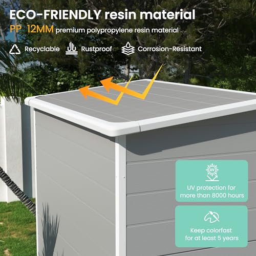 Grey & White 6x4.5 FT Plastic Outdoor Storage Shed Q160056