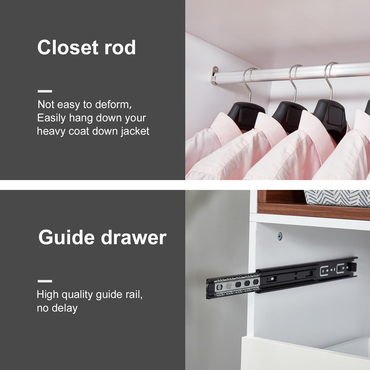Wooden White 3-Door Armoire Wardrobe Closet with Hanging Rod I842097