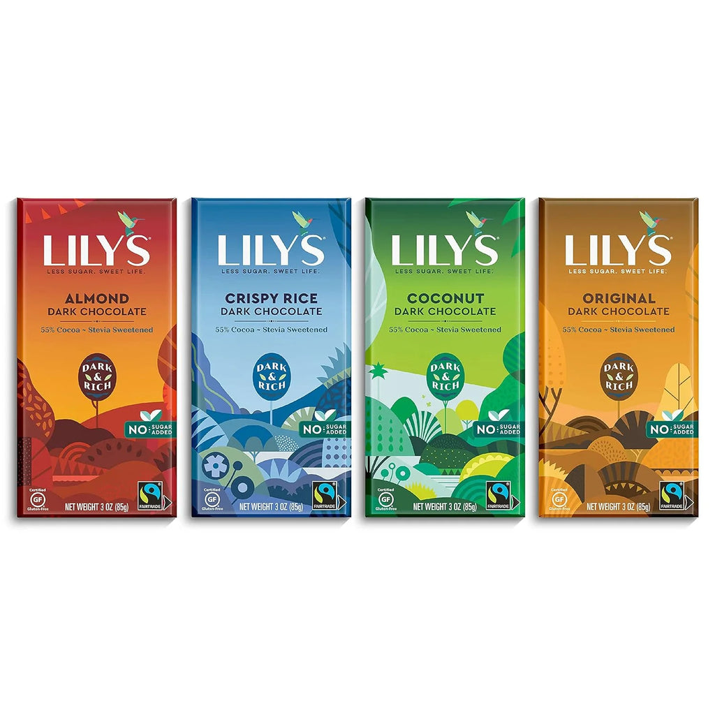 55% Dark Chocolate Bar Sampler, Stevia Sweetened, No Added Sugar, 3 Ounce, 4-Pack N9272