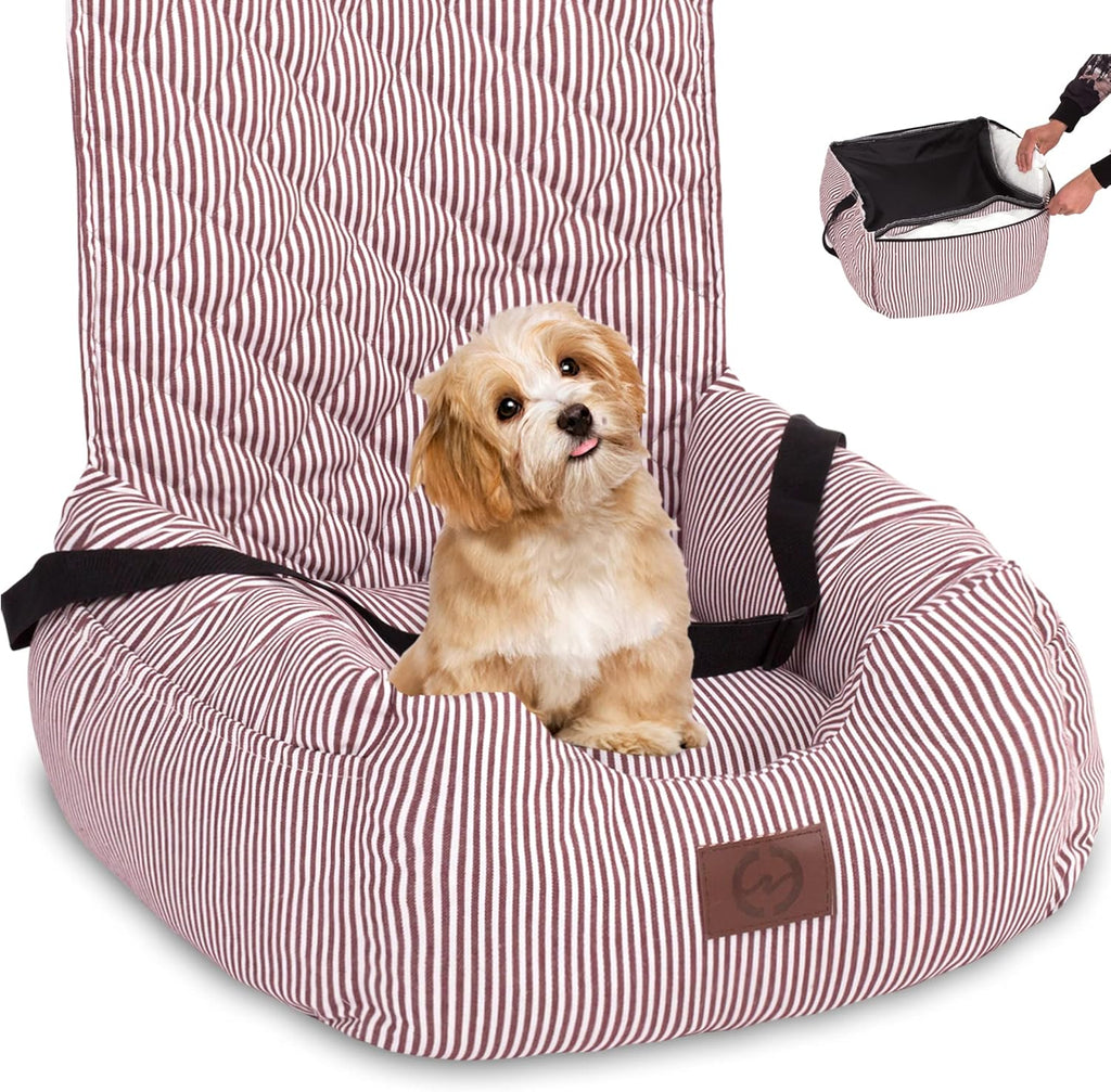 Washable Dog Car Seat with Storage Pockets and Safety Leash D6242