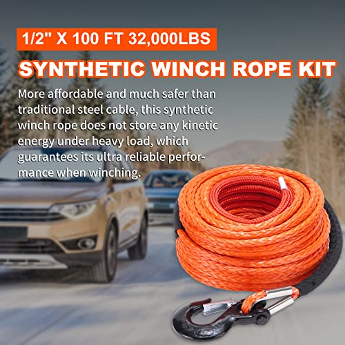 1/4" x 50ft 9500lbs Synthetic Winch Rope with Protective Sleeve C71468