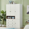 Wooden White 3-Door Armoire Wardrobe Closet with Hanging Rod I842097
