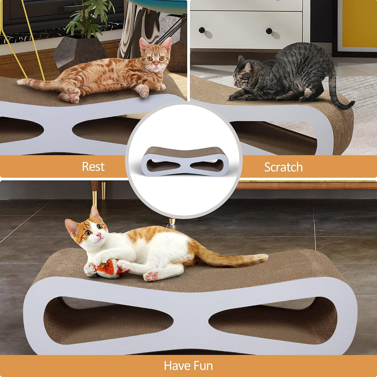 Grey Cardboard Cat Scratcher Lounge X779404