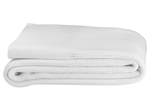 White Twin Size 100% Cotton Thermal Blanket Y872