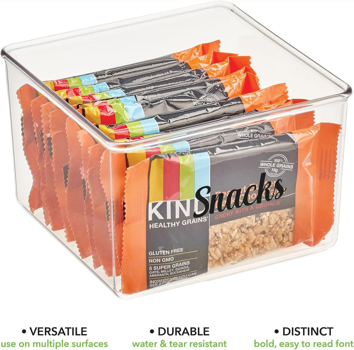 Clear Plastic Kitchen Storage Bin with Handles, Set of 6 T182
