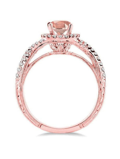 14k Rose Gold Morganite and Diamond Engagement Ring X8059