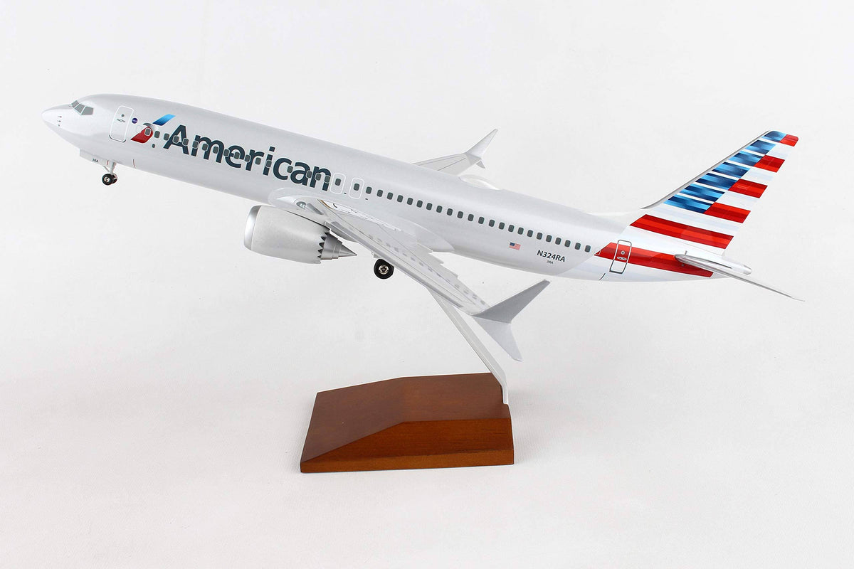 1/100 American 737MAX8 with Wood Stand & Gear T2598
