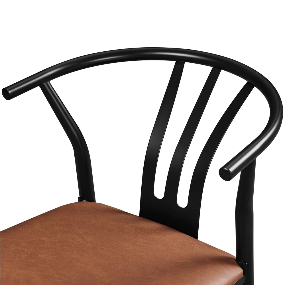 Set of 2 Brown PU Leather Dining Chair Z176