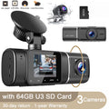 3 Channel 1080P Dash Cam with 64GB SD Card G3232