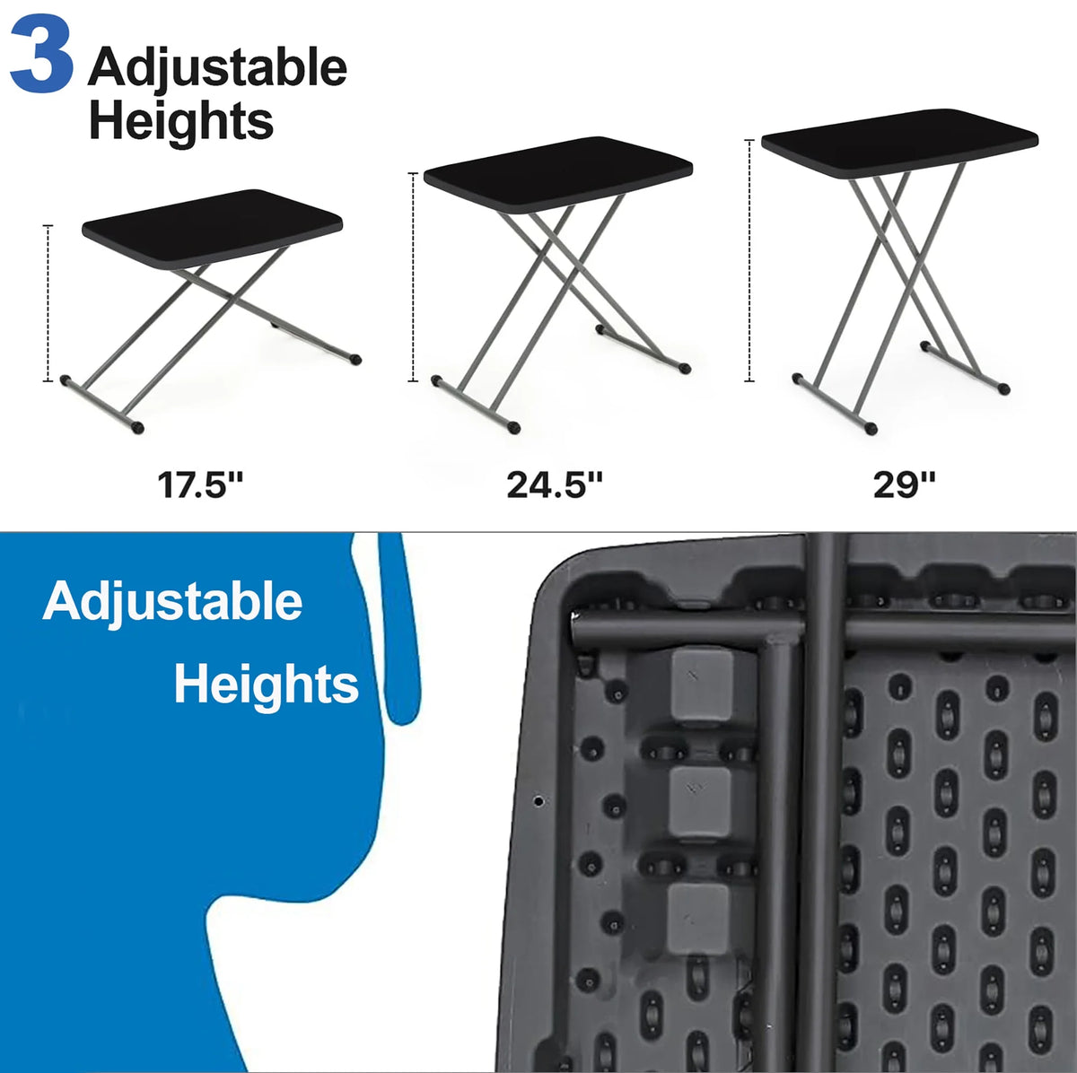 Black Portable Folding TV Tray Table O721756
