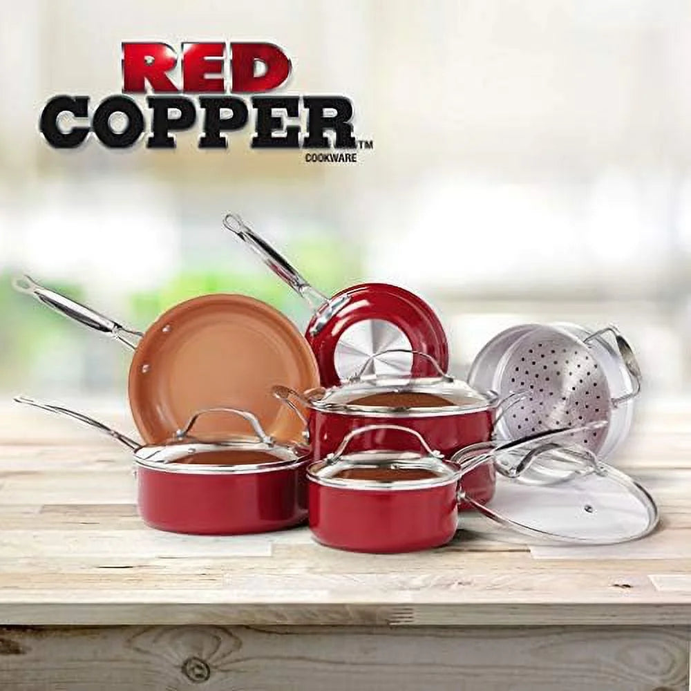 10 pc Copper Ceramic Non Stick Cookware Set F187
