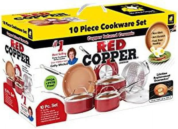 10 pc Copper Ceramic Non Stick Cookware Set F187