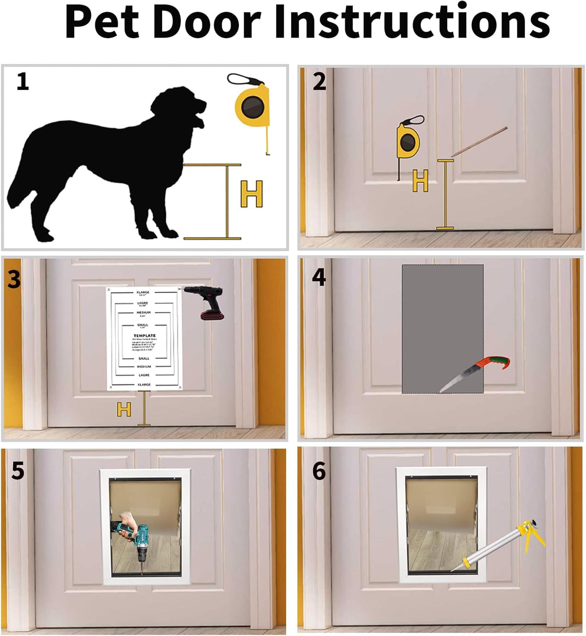 Dog Door with Slide-in Lock Panel and Magnetic Double Flaps, Aluminum Frame Pet Door (Medium) B887566