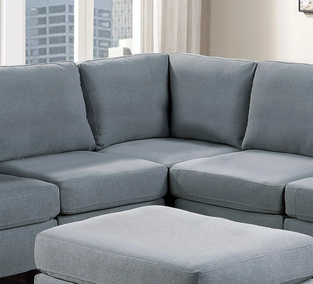 Grey Linen Like Fabric Corner Wedge Sofa N8070