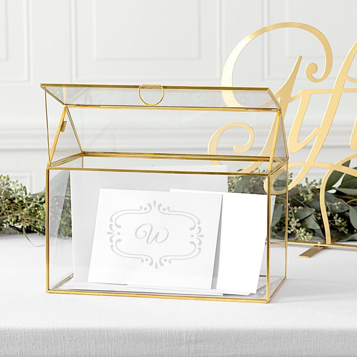 Gold Glass Terrarium Card Holder J645