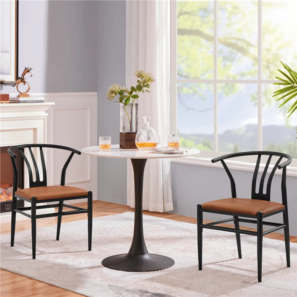 Set of 2 Brown PU Leather Dining Chair Z176