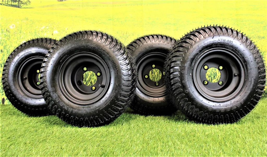 8 Matte Black Steel Golf Cart Wheels with Tires Set of 4 K3214