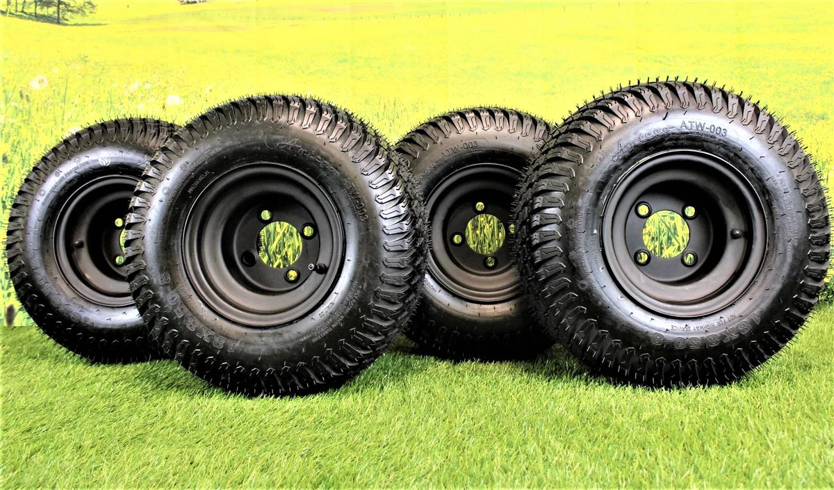8 Matte Black Steel Golf Cart Wheels with Tires Set of 4 K3214