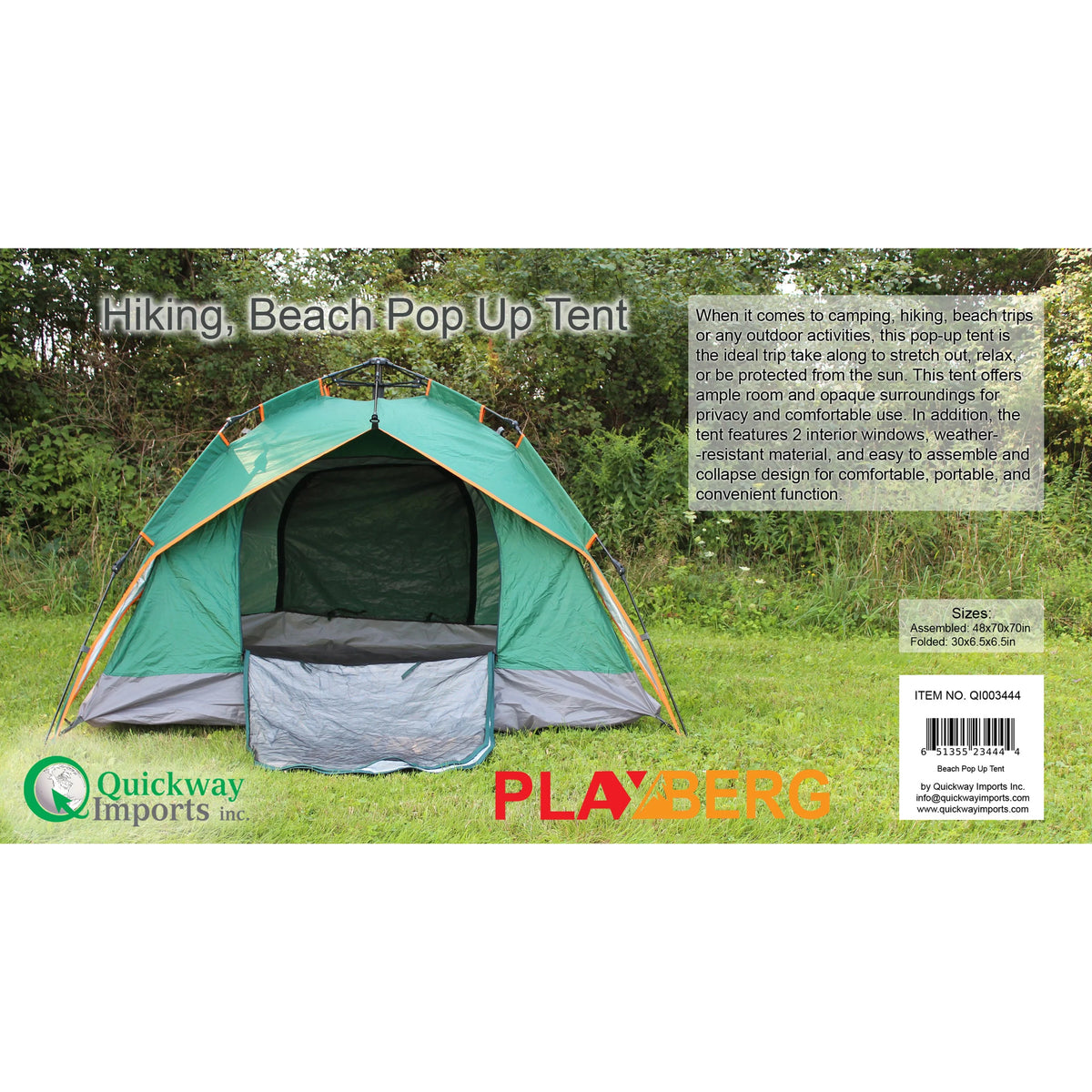 Beach Pop up Tent with 2 Windows Y7745