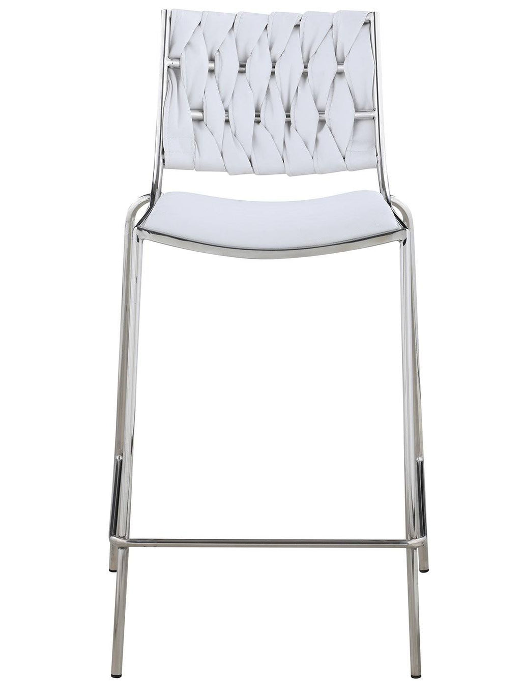 White Stackable Counter Stool with Weave Back, Set of 2 B7720