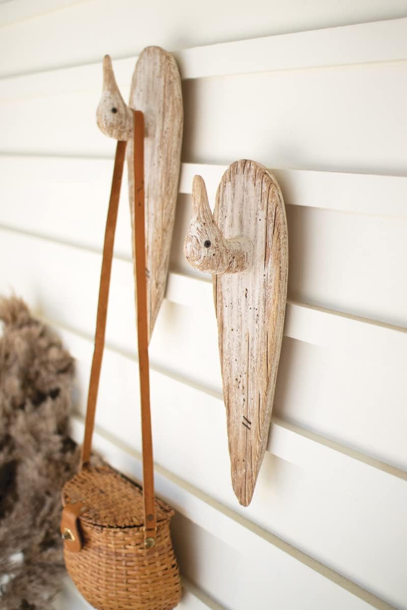Carved Wooden Duck Coat Rack, 17-inch Length Pack of 2 R995