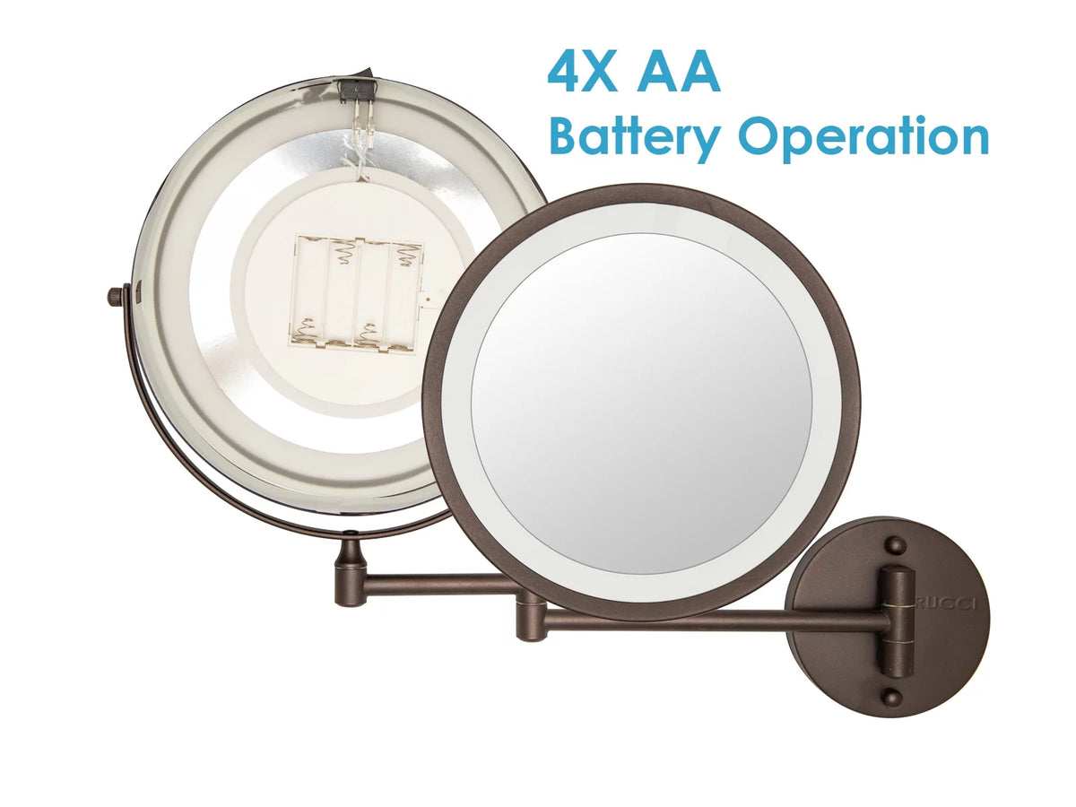 8.75" LED Lighted Wall Mount Mirror with 10x/1x Magnification Q10681