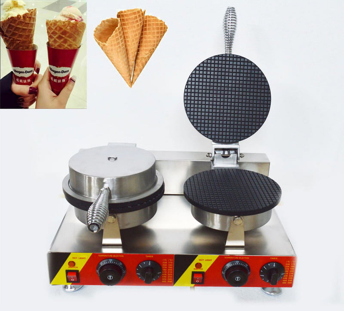 Electric Ice Cream Cone Maker Machine Double Station Baker B4209