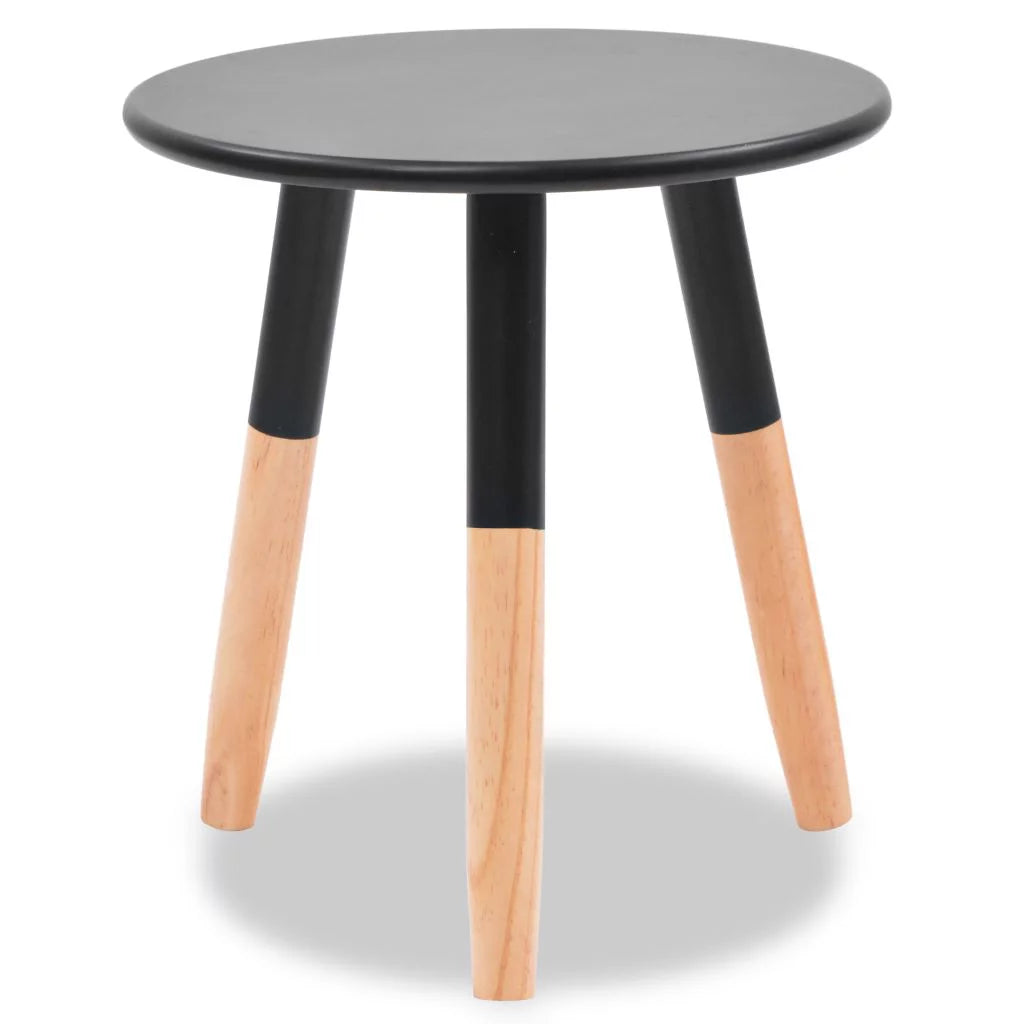 Black Solid Pinewood Side Table Set 2 Pieces W56372